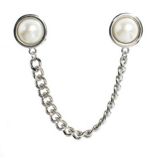 Crofta Women's Gorgeous Faux Pearl Beads Tassel Chain Collar Brooch Pin Tip