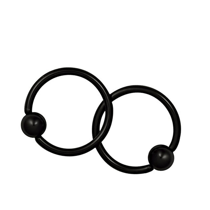 Crofta 1 Pairs Stainless Steel Nose Tragus Lip Captive Bead Hoop Ring Black