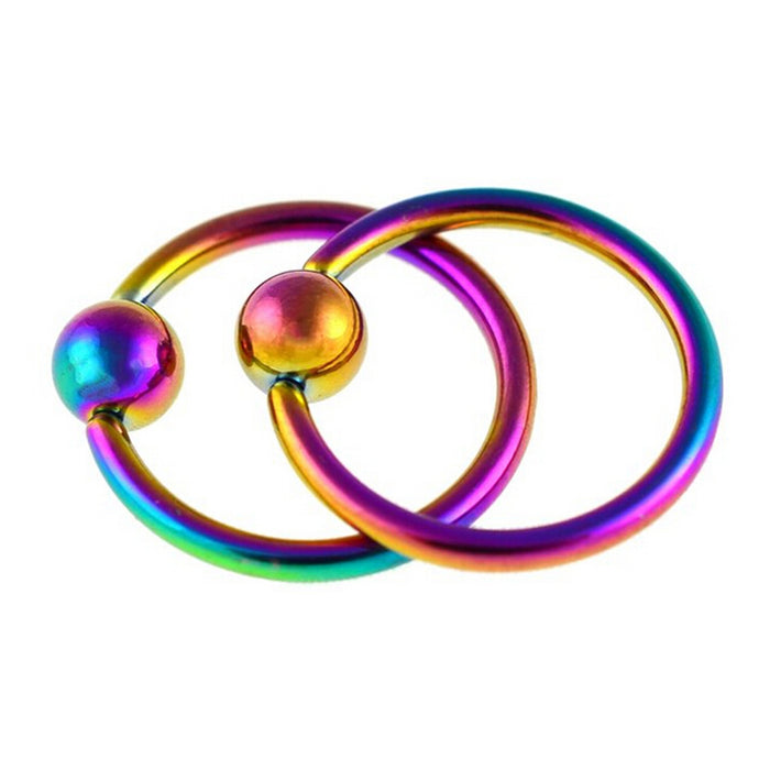 Crofta 1 Pairs Stainless Steel Nose Tragus Lip Captive Bead Hoop Ring Rainbow