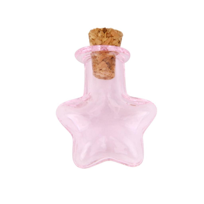 Crofta 10pcs Pink Mini Glass Bottle Vials Bottle Pendant with Cork Stopper -Star