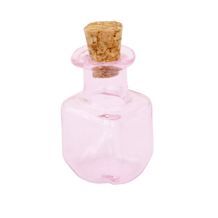 Crofta 10pcs Pink Mini Glass Bottle Vials Bottle Pendant with Cork Stopper - Square