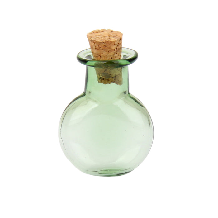 Crofta 10 Glass Cork Bottles Round Flat Vial Wishing Bottle DIY Pendants Green