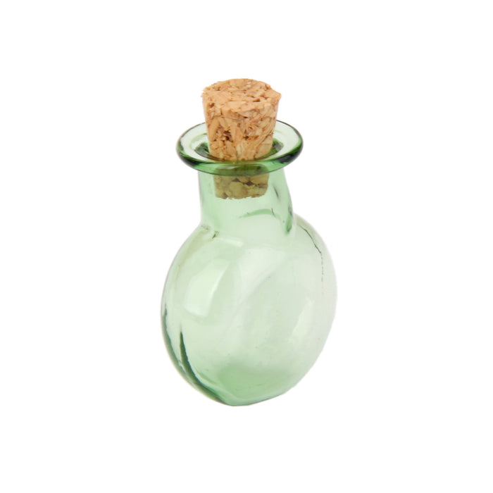 Crofta 10 Glass Cork Bottles Round Flat Vial Wishing Bottle DIY Pendants Green