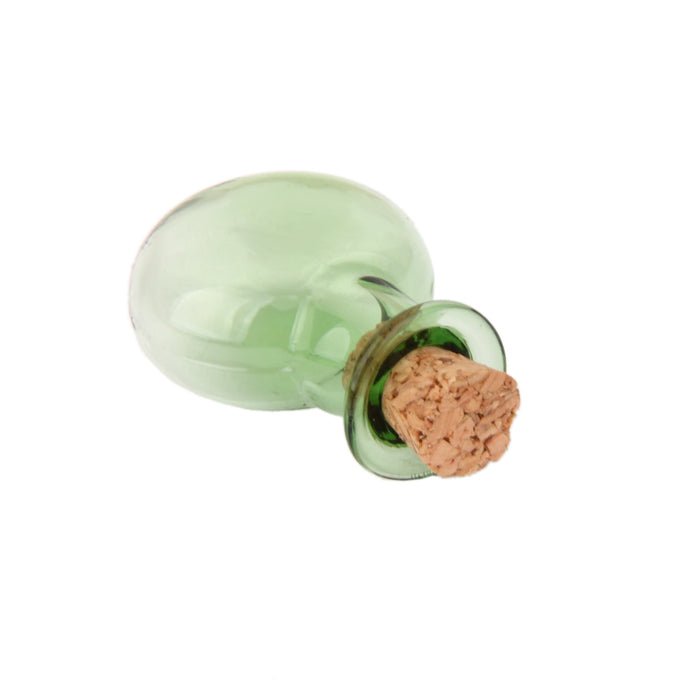 Crofta 10 Glass Cork Bottles Round Flat Vial Wishing Bottle DIY Pendants Green