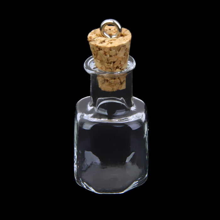 Crofta 10pc Glass Cork Bottles Square Vial Wishing Bottle DIY Pendants Clear