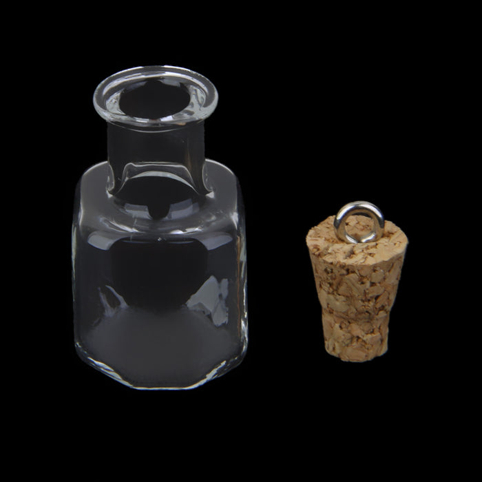 Crofta 10pc Glass Cork Bottles Square Vial Wishing Bottle DIY Pendants Clear