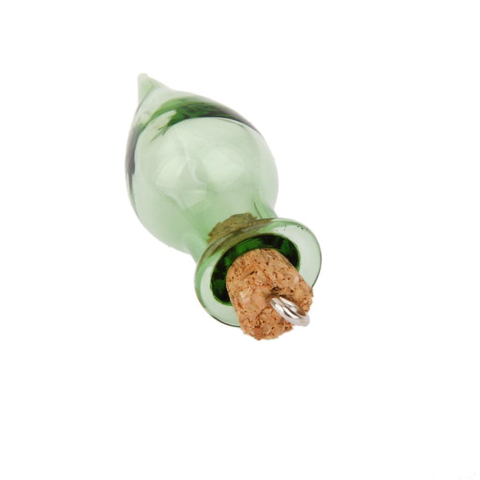 Crofta 10 Glass Cork Tear Drop Jars Vial Wishing Bottles w/ Loop DIY Pendant Green