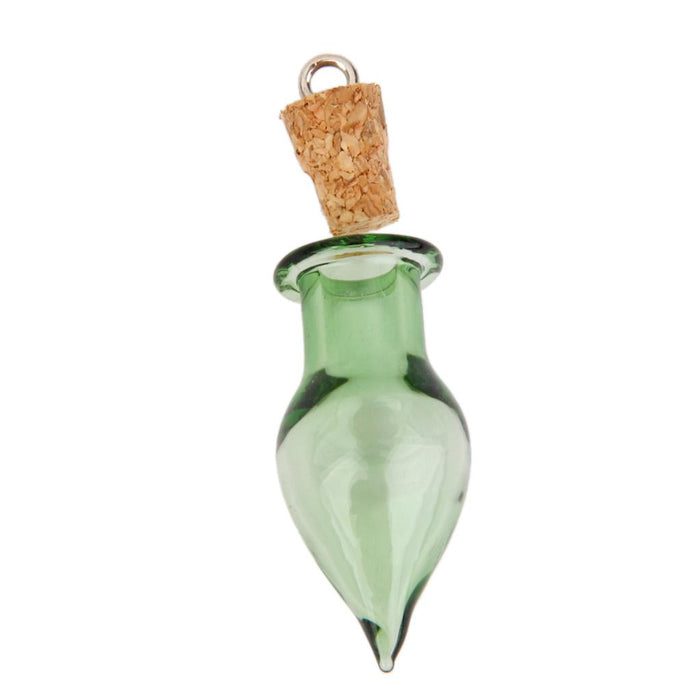 Crofta 10 Glass Cork Tear Drop Jars Vial Wishing Bottles w/ Loop DIY Pendant Green