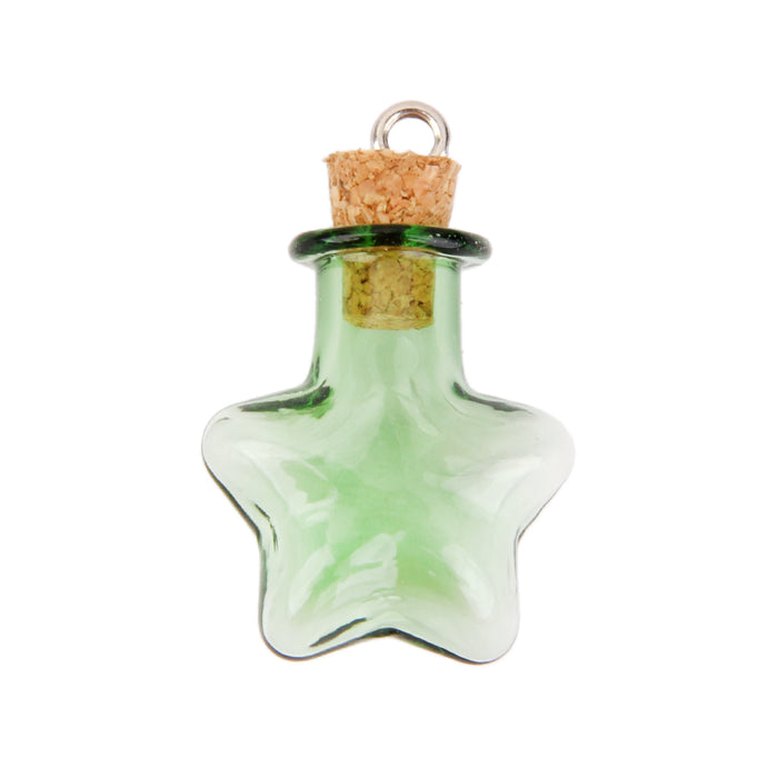 Crofta 10 Glass Cork Five StarJars Vial Wishing Bottle w/ Loop DIY Pendants Green