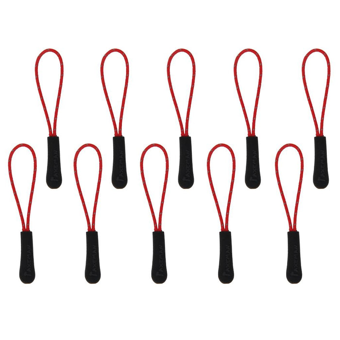 Crofta 10Pcs Reflective Zipper Pull Cord Zip Puller Zip Fastener Zip Slider Red