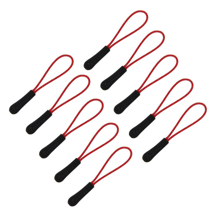 Crofta 10Pcs Reflective Zipper Pull Cord Zip Puller Zip Fastener Zip Slider Red