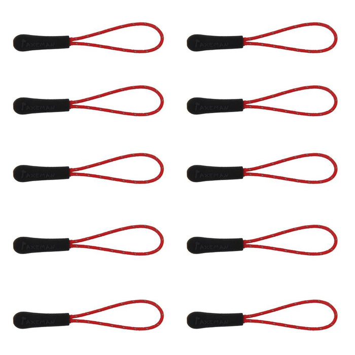 Crofta 10Pcs Reflective Zipper Pull Cord Zip Puller Zip Fastener Zip Slider Red