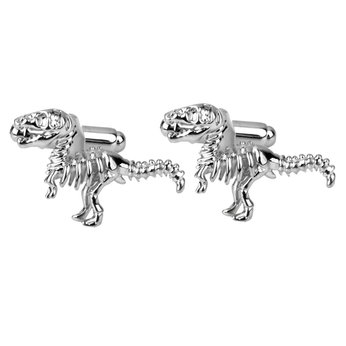 Crofta 1Pair Men's Silver Tyrannosaurs rex Shape Cufflinks Shirt Cuff Links Wedding