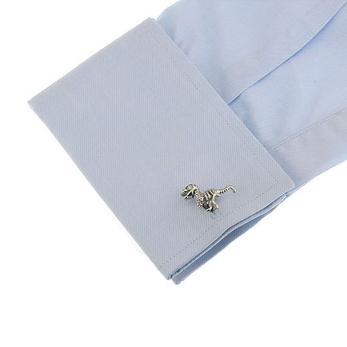 Crofta 1Pair Men's Silver Tyrannosaurs rex Shape Cufflinks Shirt Cuff Links Wedding