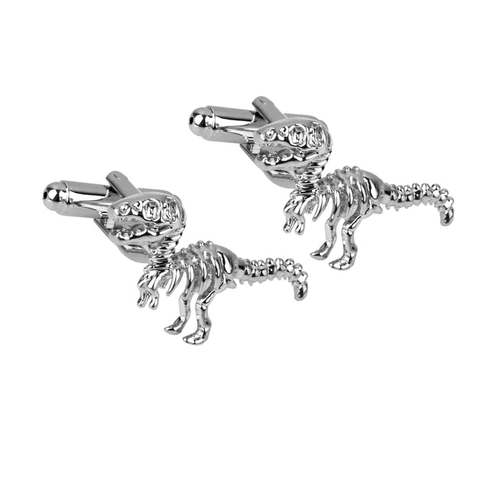 Crofta 1Pair Men's Silver Tyrannosaurs rex Shape Cufflinks Shirt Cuff Links Wedding