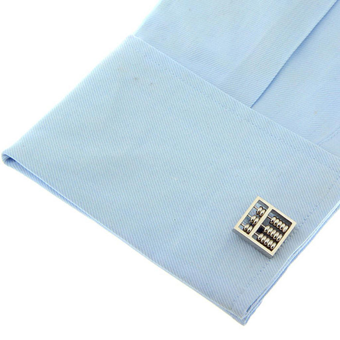 Crofta 1 Pair Men's Silver Abacus Shape Cufflinks Shirt Cuff Links Wedding Gift