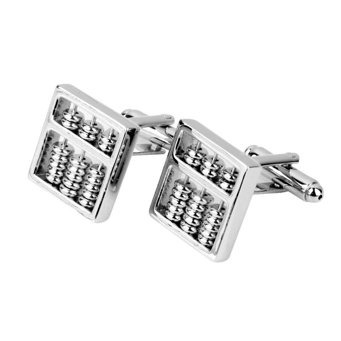 Crofta 1 Pair Men's Silver Abacus Shape Cufflinks Shirt Cuff Links Wedding Gift