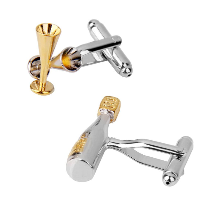 Crofta 1Pair Men's champagne Bottle Sherry Glass Cufflinks Shirt Cuff Links Wedding