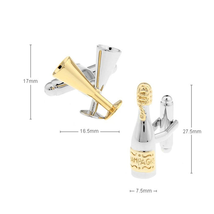 Crofta 1Pair Men's champagne Bottle Sherry Glass Cufflinks Shirt Cuff Links Wedding