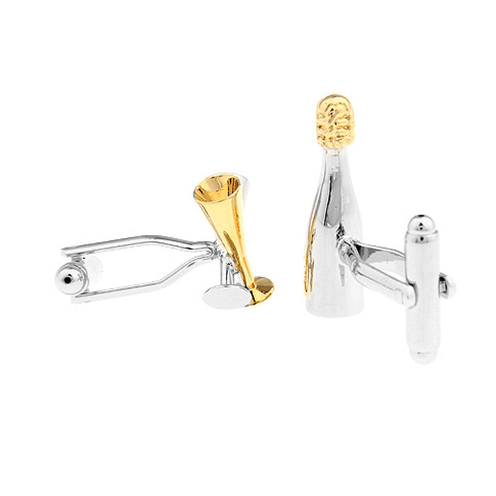 Crofta 1Pair Men's champagne Bottle Sherry Glass Cufflinks Shirt Cuff Links Wedding