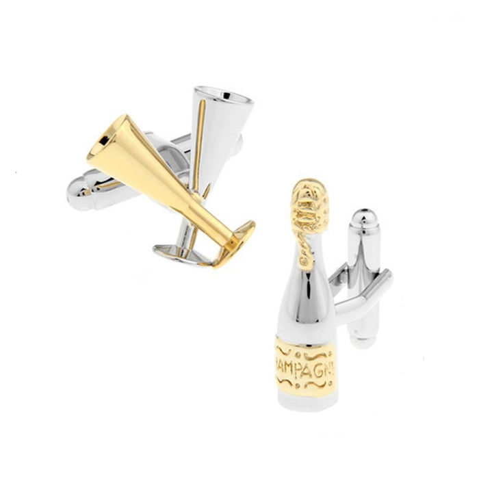 Crofta 1Pair Men's champagne Bottle Sherry Glass Cufflinks Shirt Cuff Links Wedding