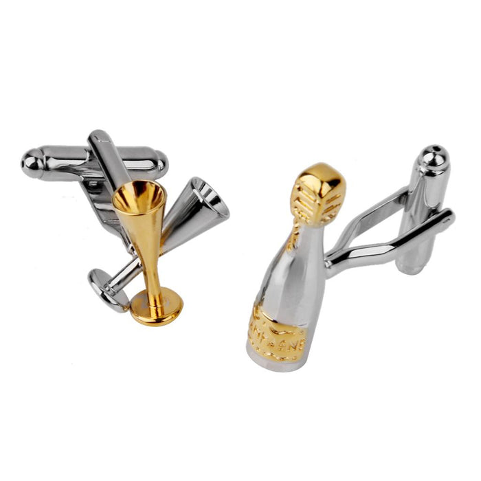 Crofta 1Pair Men's champagne Bottle Sherry Glass Cufflinks Shirt Cuff Links Wedding