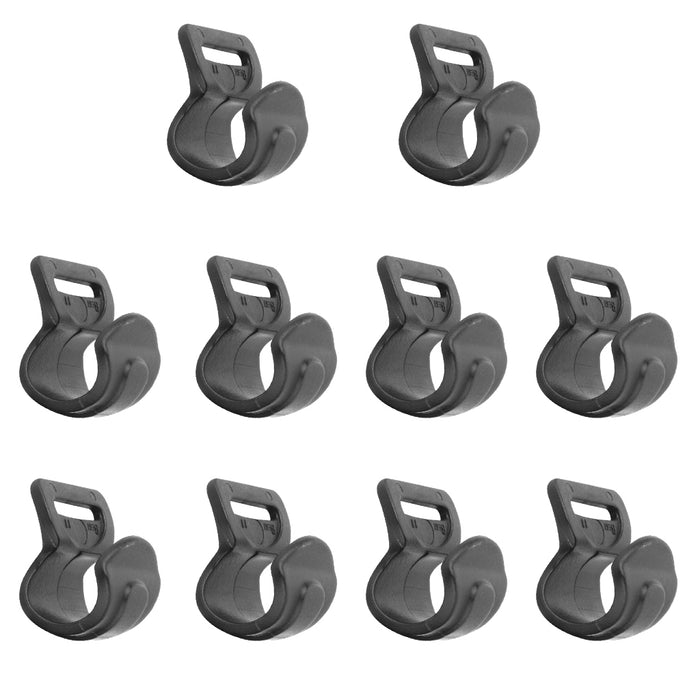 Crofta 10pcs Black Plastic Camping Awning Tent C Clips for 10mm-13mm Poles