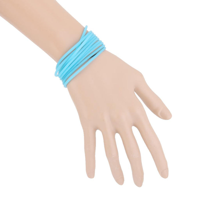 Crofta 10pcs Elastic Silicone Women Girl's Hair Rope Bracelet Bangles - Blue