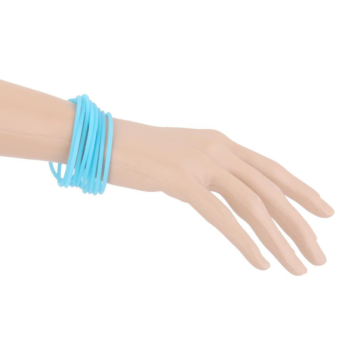 Crofta 10pcs Elastic Silicone Women Girl's Hair Rope Bracelet Bangles - Blue