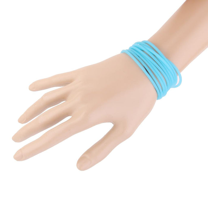 Crofta 10pcs Elastic Silicone Women Girl's Hair Rope Bracelet Bangles - Blue