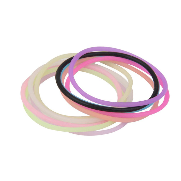 Crofta 10pcs Elastic Silicone Women Girl's Hair Rope Bracelet Bangles -Mixed Colors