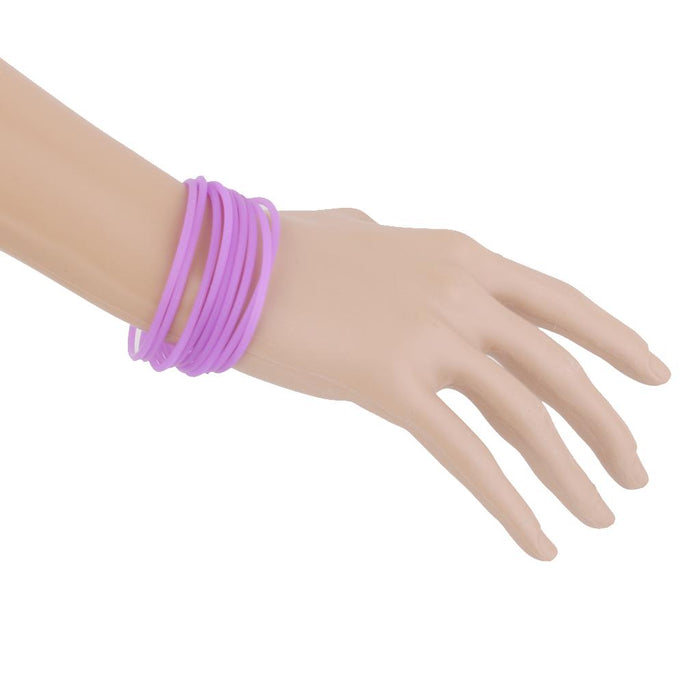 Crofta 10pcs Elastic Silicone Women Girl's Hair Rope Bracelet Bangles - Purple