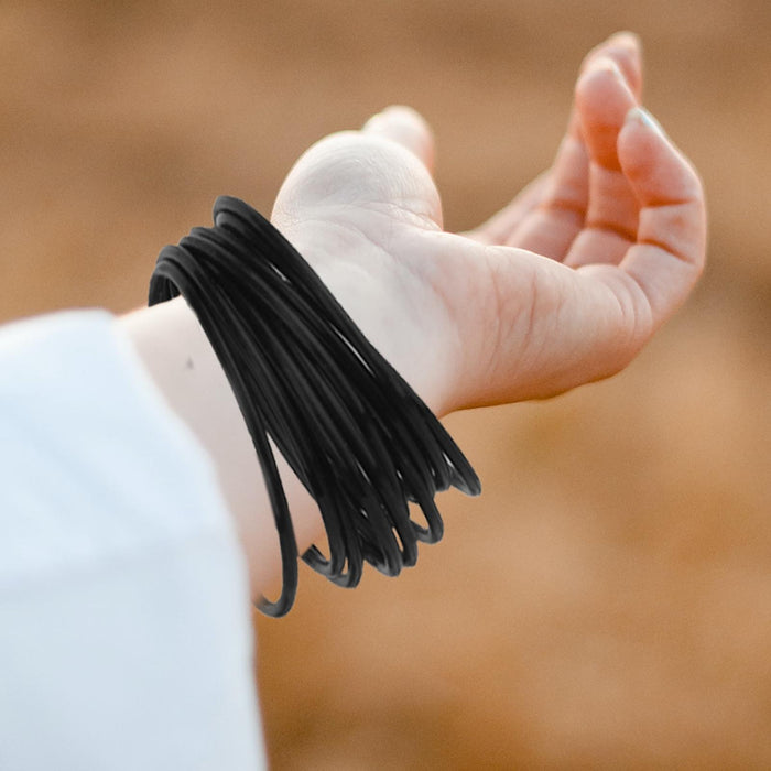 Crofta 10pcs Elastic Silicone Women Girl's Hair Rope Bracelet Bangles - Black