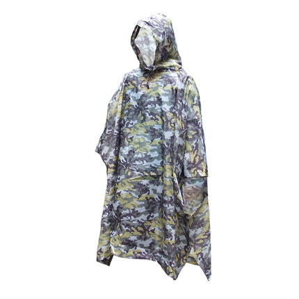 Crofta Waterproof Bionic Raincoat Poncho Hunting Camping Hiking Camouflage Yellow