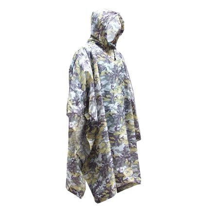 Crofta Waterproof Bionic Raincoat Poncho Hunting Camping Hiking Camouflage Yellow