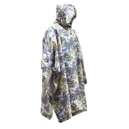 Crofta Waterproof Bionic Raincoat Poncho Hunting Camping Hiking Camouflage Yellow