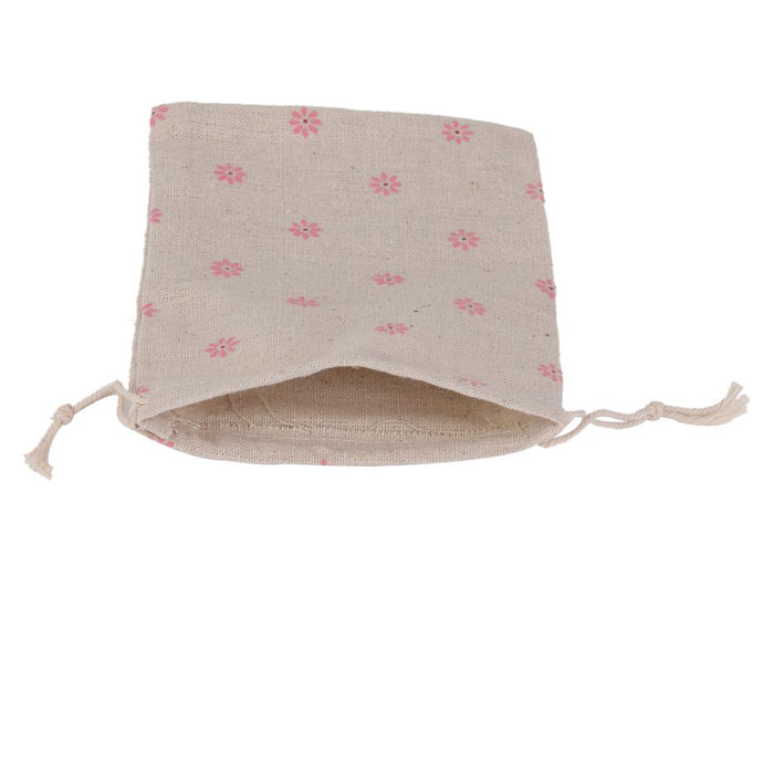 Crofta 10 x Linen Jute Sack Jewelry Daisy Pouch Drawstring Gift Bags Wedding Favour