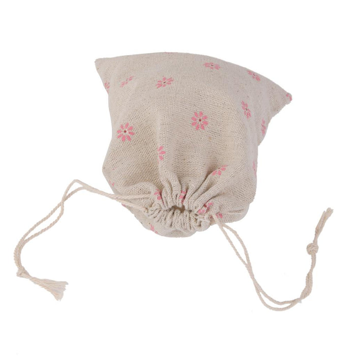 Crofta 10 x Linen Jute Sack Jewelry Daisy Pouch Drawstring Gift Bags Wedding Favour