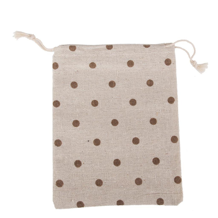 Crofta 10 Linen Jute Sack Jewelry Drawstring Gift Bags Wedding Favor w/ Coffee Dots