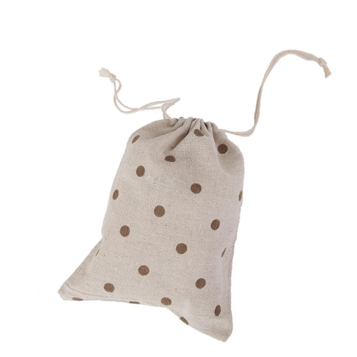 Crofta 10 Linen Jute Sack Jewelry Drawstring Gift Bags Wedding Favor w/ Coffee Dots