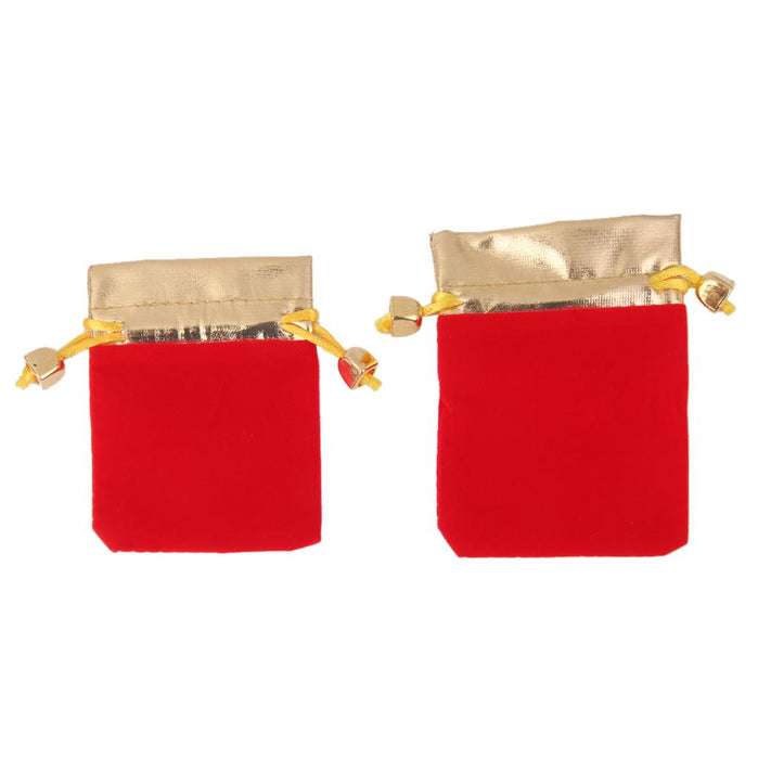 Crofta 10x Velvet Jewelry Drawstring Pouch Red Gift Bag Wedding Favor Gold Satin