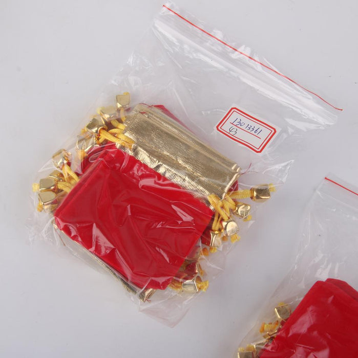 Crofta 10x Velvet Jewelry Drawstring Pouch Red Gift Bag Wedding Favor Gold Satin