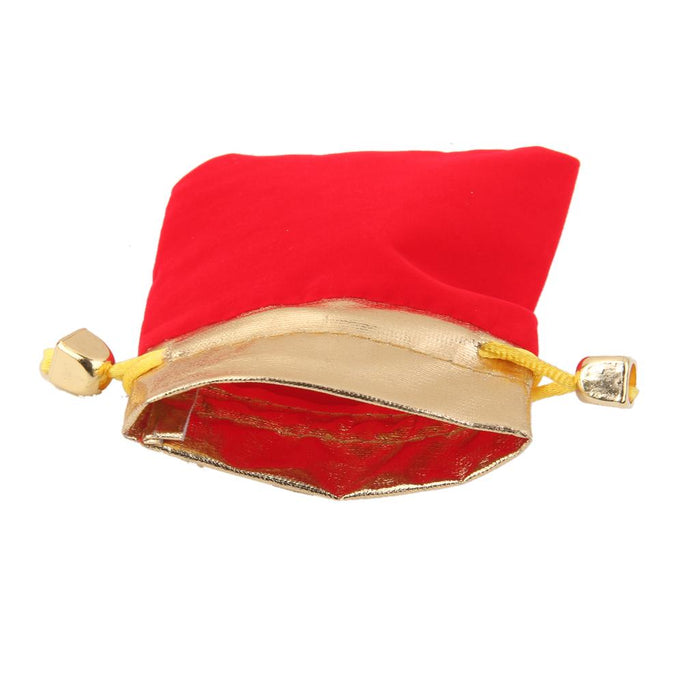 Crofta 10x Velvet Jewelry Drawstring Pouch Red Gift Bag Wedding Favor Gold Satin