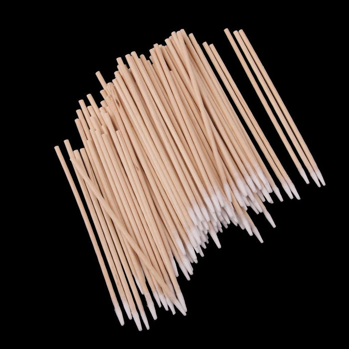 Crofta 100pcs Cotton Swabs Laboratory Wood Handle Makeup Applicator 10cm