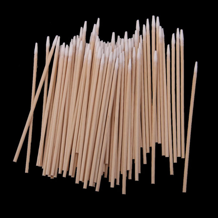 Crofta 100pcs Cotton Swabs Laboratory Wood Handle Makeup Applicator 10cm