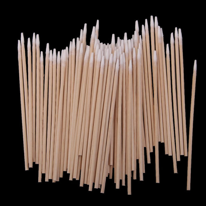 Crofta 100pcs Cotton Swabs Laboratory Wood Handle Makeup Applicator 10cm