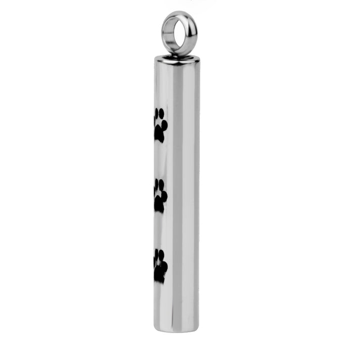 Crofta Women Stainless Steel Cremation Memorial Pedant Dog Paw Silver Cylindrical