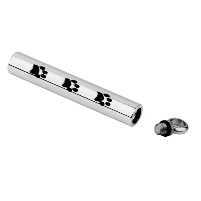 Crofta Women Stainless Steel Cremation Memorial Pedant Dog Paw Silver Cylindrical