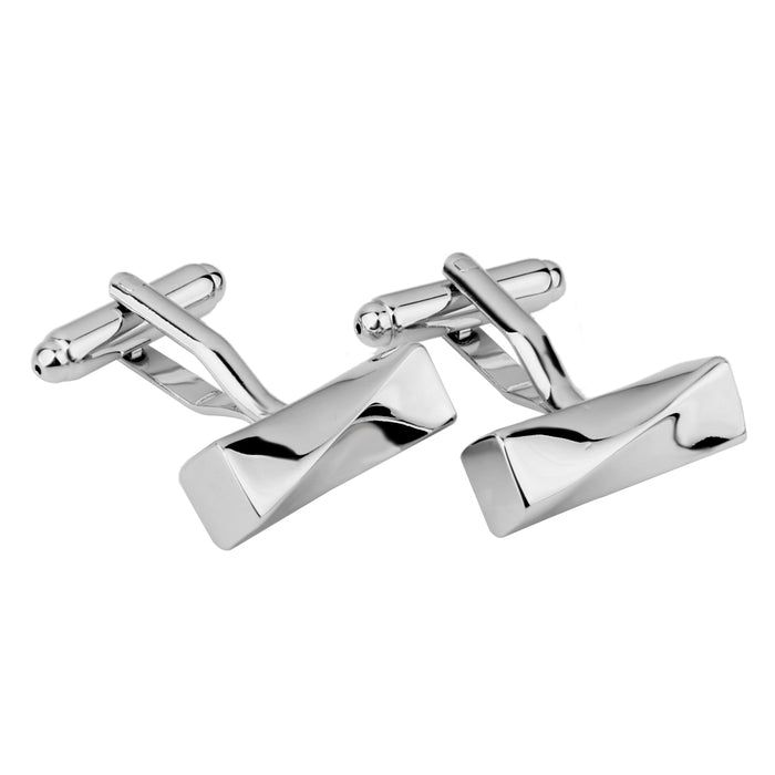 Crofta 1 Pair Mens Groom Shirt Twist Cufflinks Cuff Links Wedding Jewelry Silver