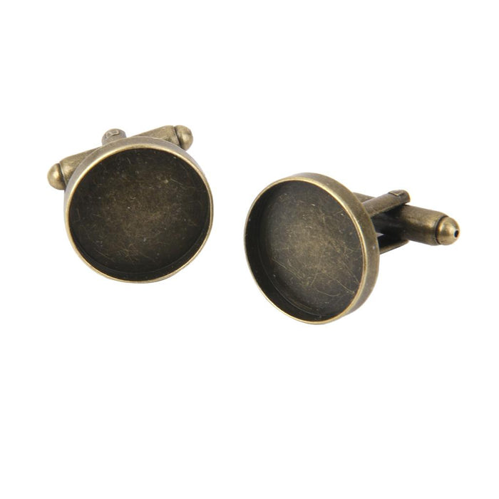 Crofta 10Pcs 16mm Round Blank Settings Base Pad Cuff Links Cufflinks Antique Bronze